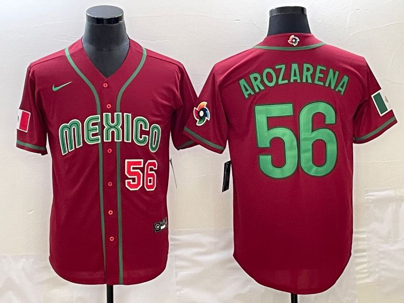 Men 2023 World Cub Mexico #56 Arozarena Red Nike MLB Jersey12->->MLB Jersey